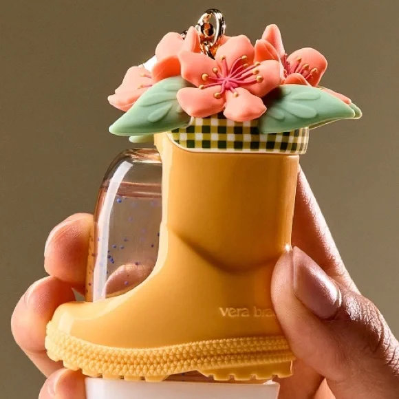 Bath & Body Works Vera Bradley Yellow Floral Rain Boot Hand Sanitizer Holder - Picture 5 of 6
